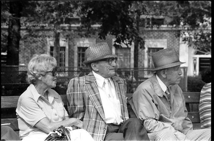 Elderly people in Seth Low Park, Brooklyn, 1978