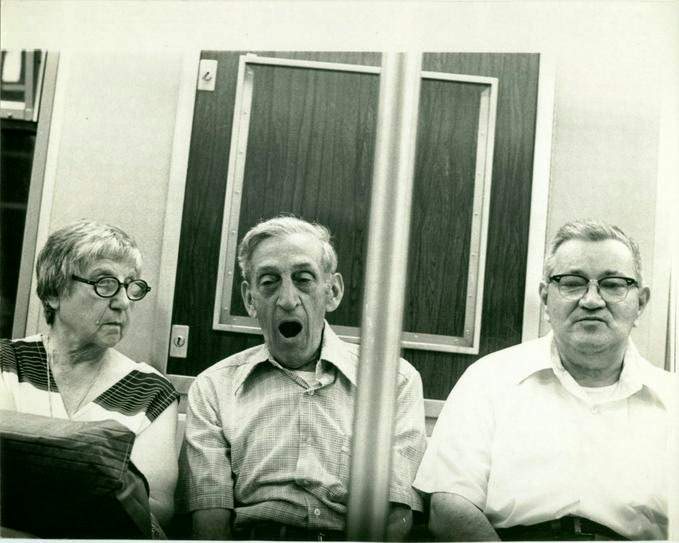 Passengers on the New York City subway, 1977