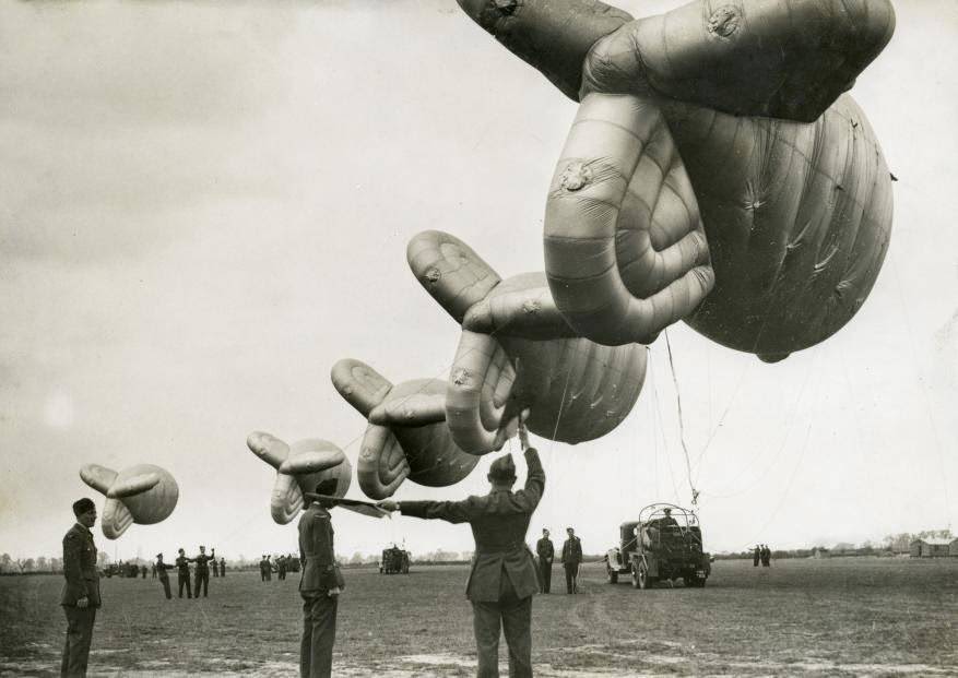 English military balloons on a field, 1938