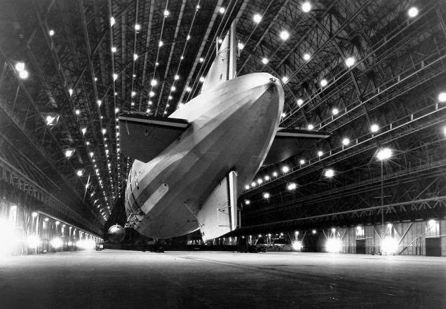 USS Macon inside Hangar No. 1 at Moffett Field, California, 1933