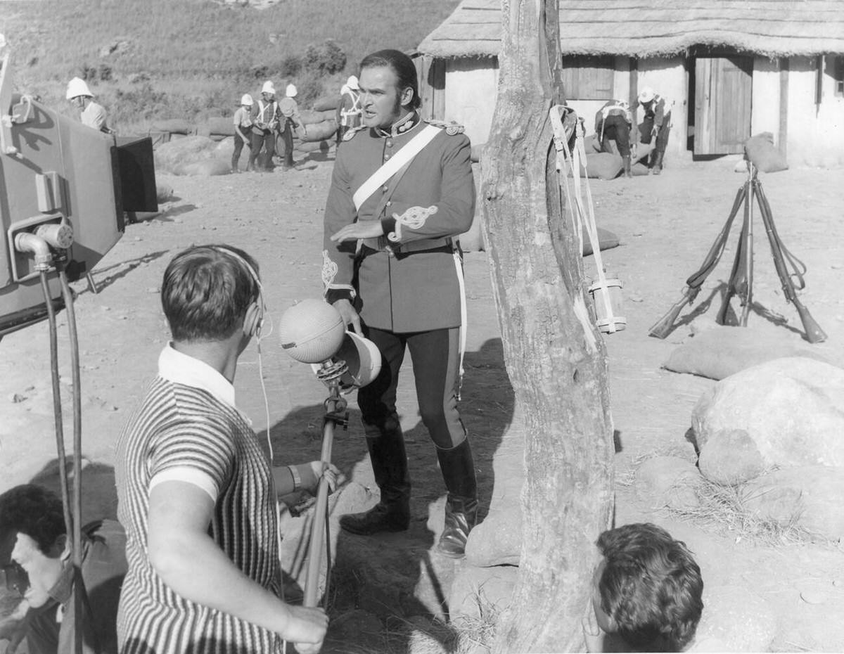Stanley Baker on set, Zulu, 1964