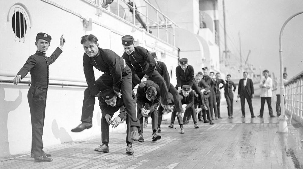 People Playing Leapfrog