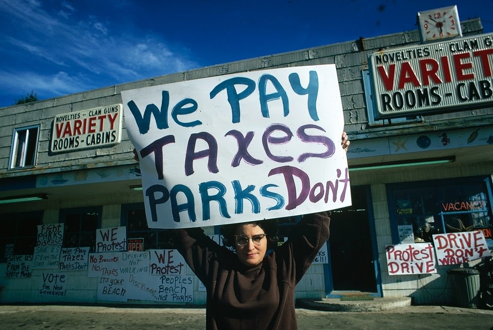 Dorothy Thierolf, Ocean Beach businesswoman and leader of the fight to reopen nearby beach to auto traffic. To protect clam beds the state government had banned cars from a short stretch of beach during the summer months, 1972