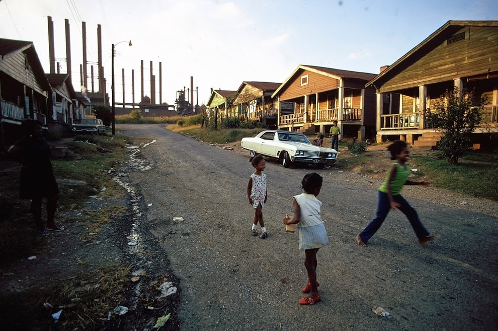 Housing adjacent to a U.S. Steel plant, Birmingham, Alabama, 1972