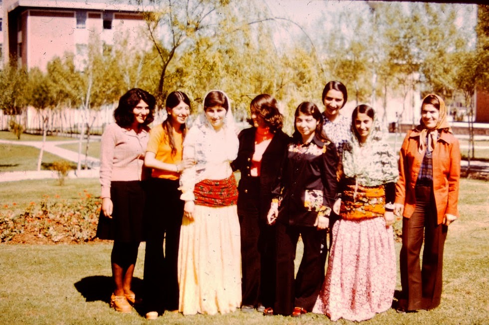 A bride with her wedding party of friends.