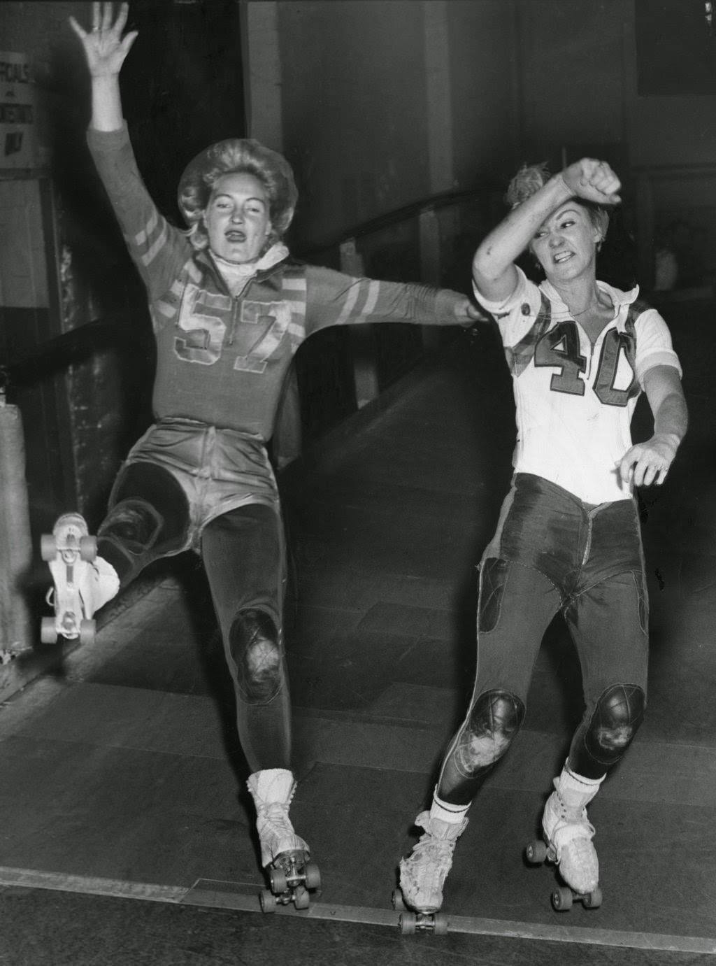 Joan Weston and Cathy Reed collided in a practice to prepare for an upcoming series at the Coliseum, 1960s